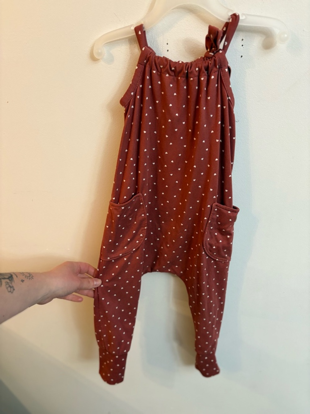 Mamie Cie Rust Polka Dot Toddler Romper scalable 18 months to 3 years